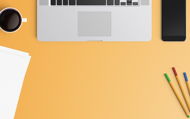  Modern workspace. Top view. Flat lay style.