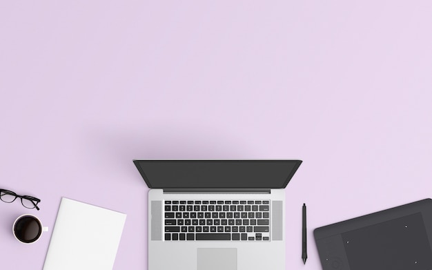  Modern workspace. Top view. Flat lay style.
