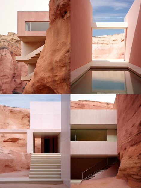 Moderna casa de lujo en el desierto con piscina