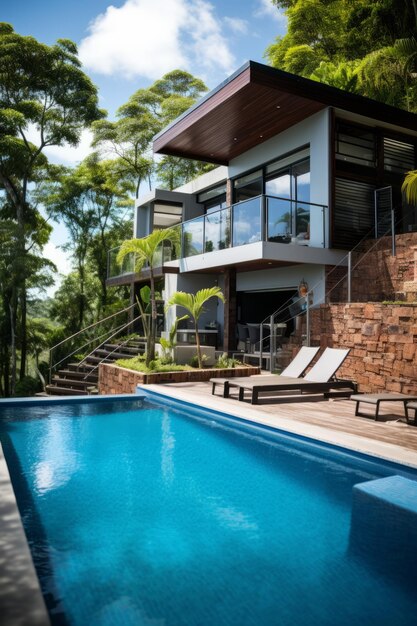 Moderna casa de lujo con piscina y increíbles vistas a la selva