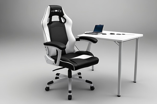 Moderna y cómoda silla de juego en blanco y negro para el diseñador