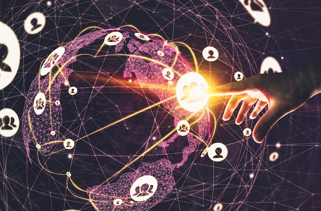 La moderna comunicación creativa y la red de Internet se conectan en una ciudad inteligente