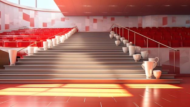 Una moderna escalera y copa de estadio deportivo perfectas para entretener a los aficionados y albergar eventos competitivos Imagen generada por Ai