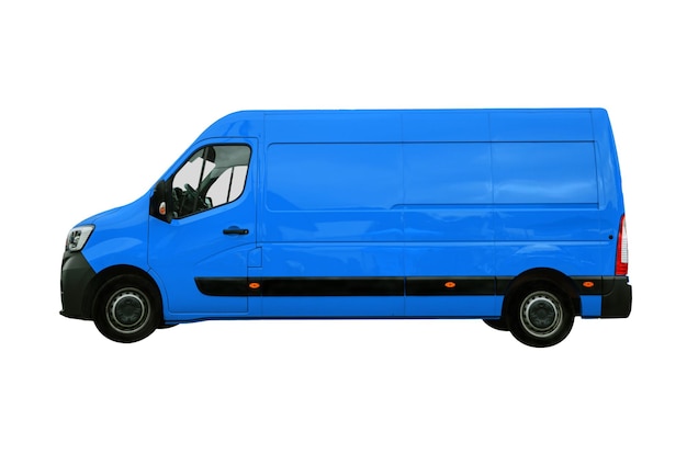 La moderna furgoneta de carga azul