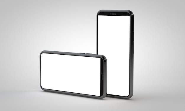Moderna maqueta 3D de teléfono inteligente sin marco con pantalla blanca en blanco Representación 3D