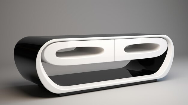 Moderna mesa de consola en blanco y negro con diseño minimalista