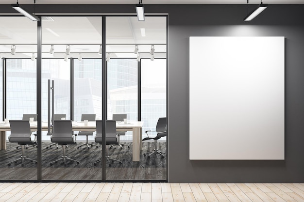 Moderna sala de reuniões com banner em branco