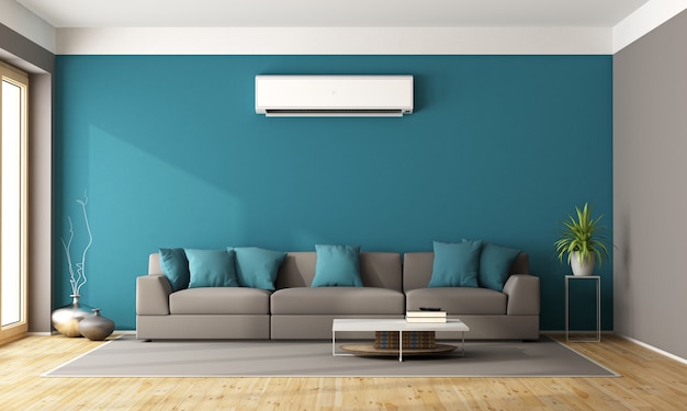 Moderna sala de estar con aire acondicionado.