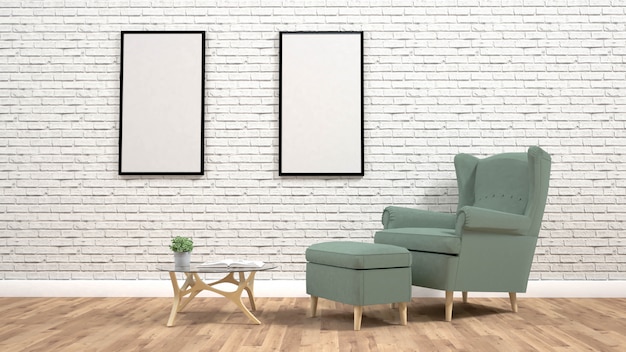 Foto moderna sala interior com renderização de armchair.3d