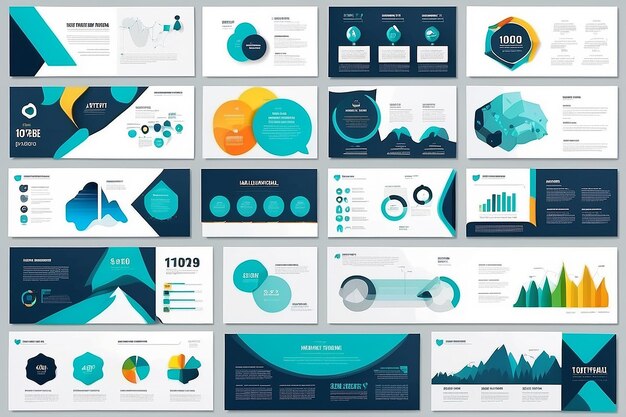 Foto modernas plantillas de diapositivas de presentación elementos infográficos conjunto de plantillas para impresión web folleto de informe anual