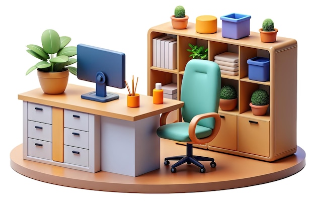 Foto moderne 3d-büroillustration