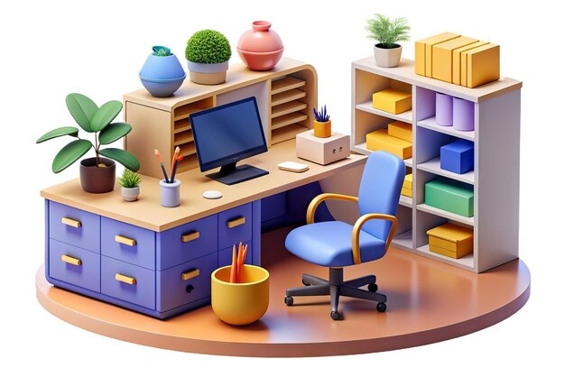 Foto moderne 3d-büroillustration