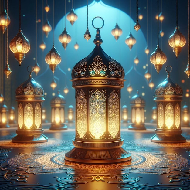 Moderne 3D-realistische arabische Ramadan-Lampe