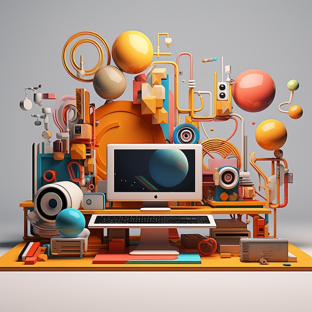 Moderne 3D-Rendering von grafischen Designelementen
