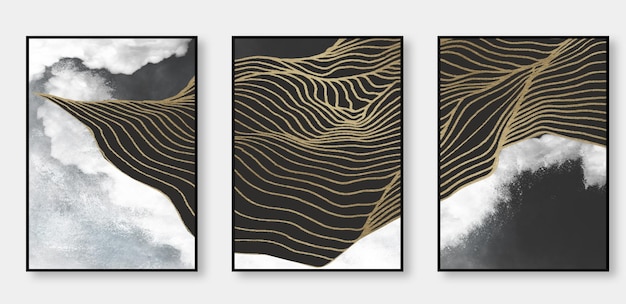 Moderne abstrakte goldene Linie quadratischer Hintergrund dekorative Malerei