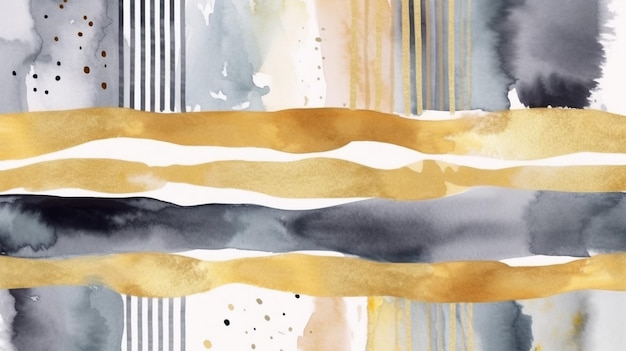 Moderne abstrakte Grunge-Goldstreifenmuster, flüssiger Aquarellhintergrund, generative KI