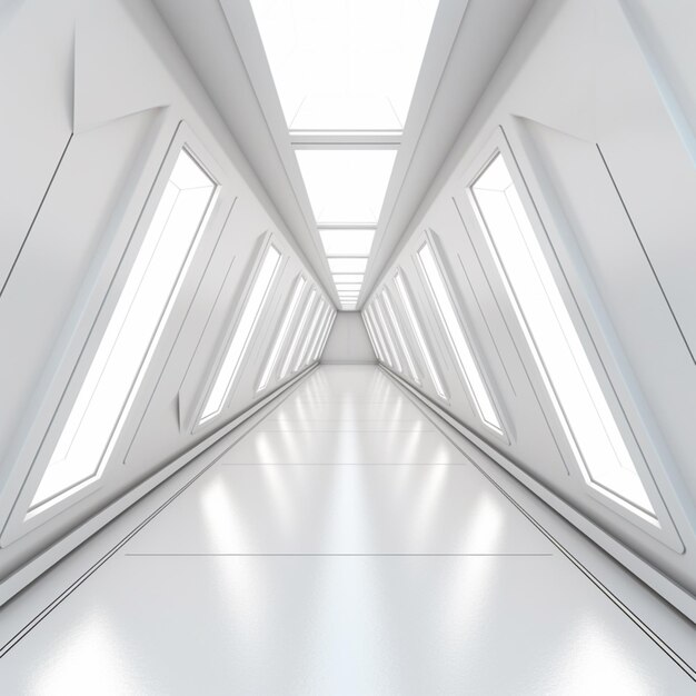 Foto moderne architektur langer lichtkorridor weißer hintergrund ki-generiertes bild