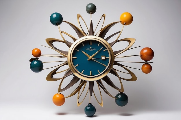 Moderne Atomuhr aus der Mitte des Jahrhunderts als stilvolles Uhrstück