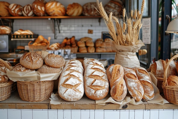 Moderne Bäckerei mit Brotsortiment im Regal