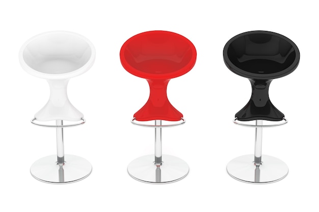 Moderne Barstühle auf weißem Hintergrund. 3D-Rendering
