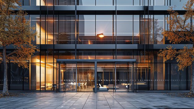 Foto moderne bürogebäude aus glas außenfassade stadtarchitektur stadtlandschaft