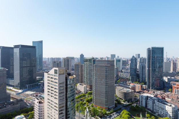 Moderne Bürogebäude in shanghai Hochwinkelansicht des Stadtbildes und der Skyline