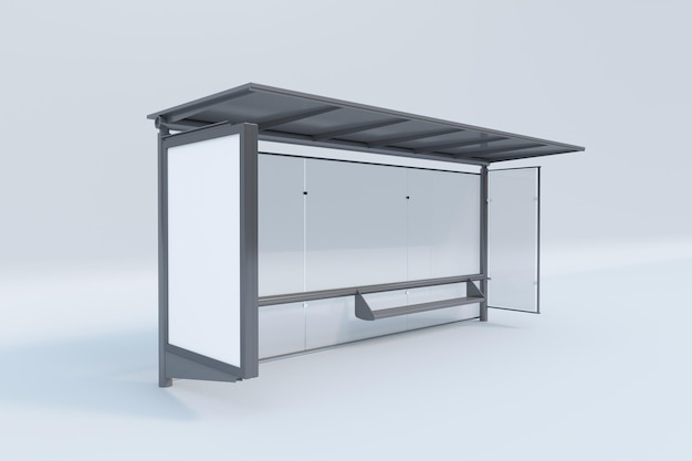 Moderne bushaltestelle mockup isoliert auf weißem hintergrund, 3d-rendering