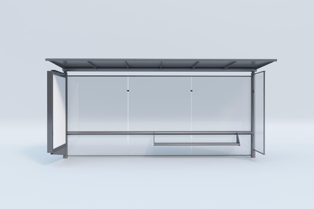 Moderne Bushaltestelle Mockup isoliert auf weißem Hintergrund, 3D-Rendering