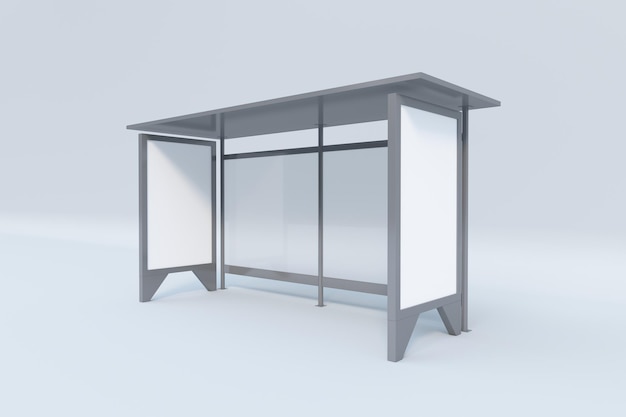 Moderne Bushaltestelle Mockup isoliert auf weißem Hintergrund, 3D-Rendering