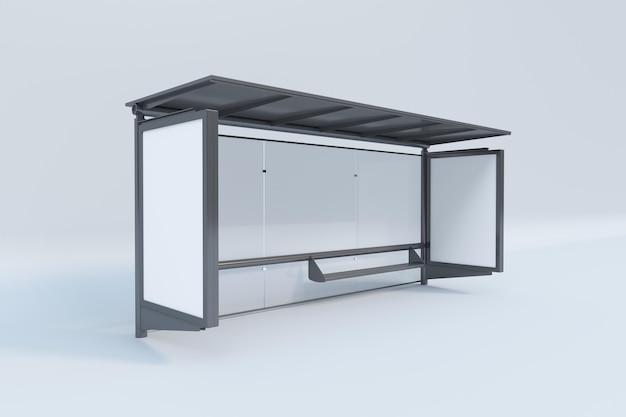 Moderne Bushaltestelle Mockup isoliert auf weißem Hintergrund, 3D-Rendering