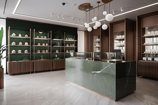 Moderne Cannabis-Apotheke mit elegantem Design und minimalistischer Ästhetik