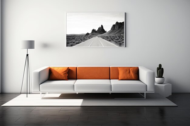 Moderne Couch an weißer Wand