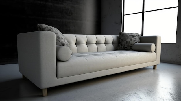 Moderne Creme-Twill-Couch mit weichen Armlehnen Industrielles schickes Design