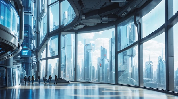 Moderne Cyberpunk-futuristische moderne Stadtlandschaft