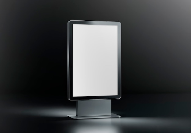 Moderne digitale Kiosk-Anzeige in der Dunkelheit