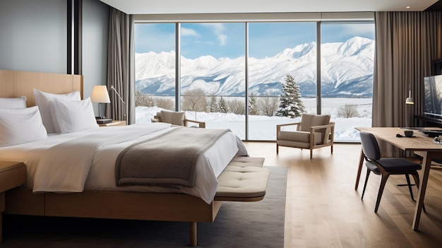 Foto moderne eleganz trifft auf mountain majesty hotelzimmer-oase