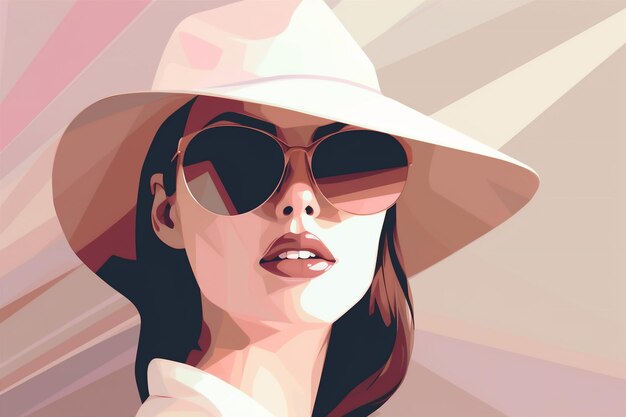 Moderne Frau Mädchen Design Stil Porträt Brille kreative Mode Poster Illustration Generative KI