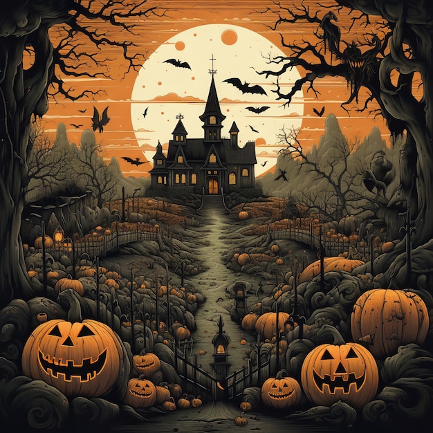 Moderne Halloween-Illustrationen mit verrückten Details