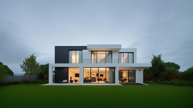 Moderne Hausarchitektur Hausfassade Generative KI