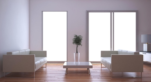 Moderne helle Innenräume 3D-Rendering-Illustration