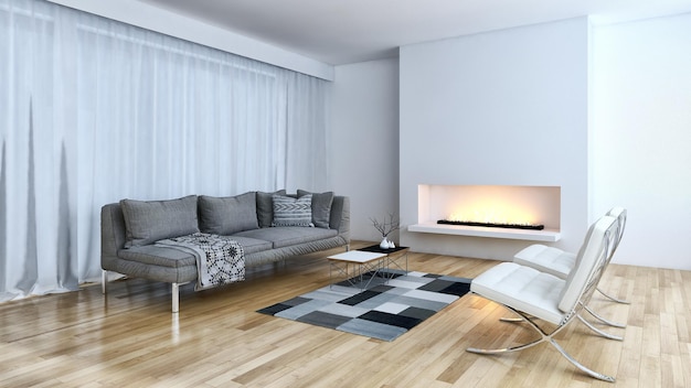 Moderne, helle Innenräume 3D-Rendering-Illustration