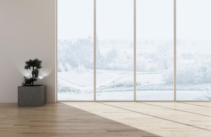 Foto moderne helle innenräume leeren raum 3d-rendering-illustration