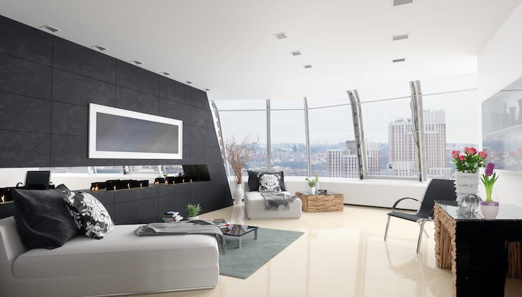 Foto moderne helle innenräume wohnung wohnzimmer