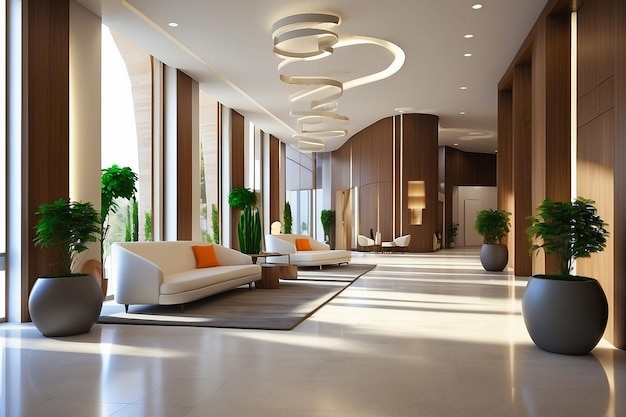 Moderne Hotel-Lobby mit Flur oder Büro-Lounge-Raum