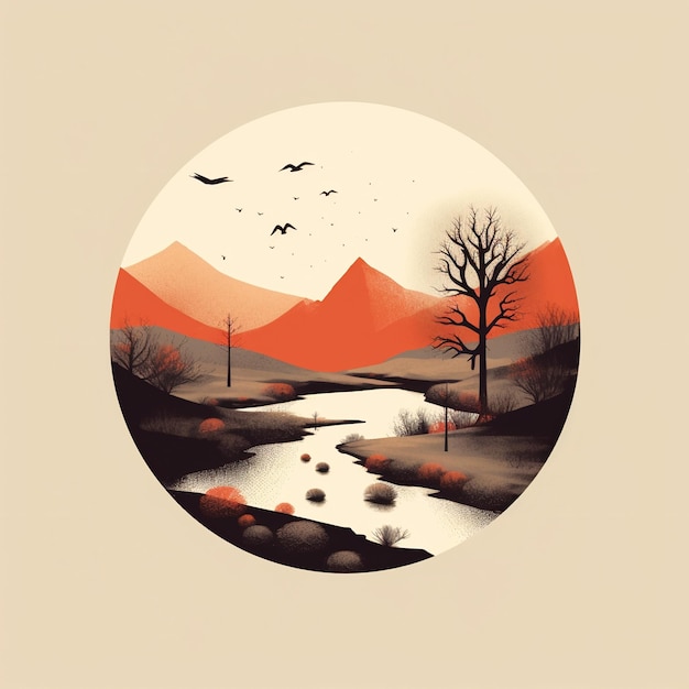 moderne Illustration einer Natur minimal