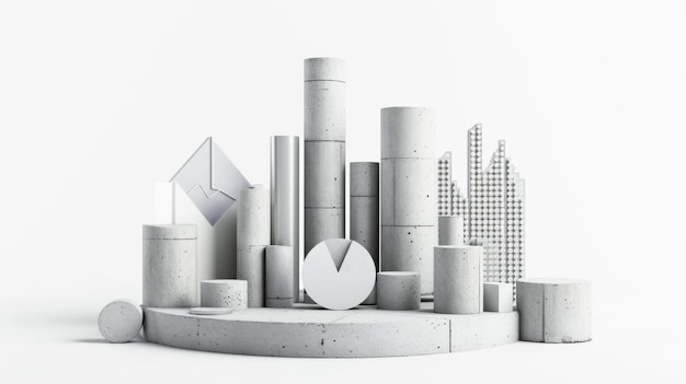 Moderne Infografiken, die als konkrete Statistiken gestaltet sind Geschäft 3d Pie Chart Bars Strips Steps