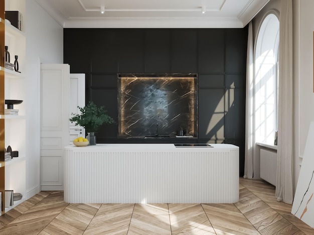 Moderne klassische Innenarchitektur Szene 3d Render