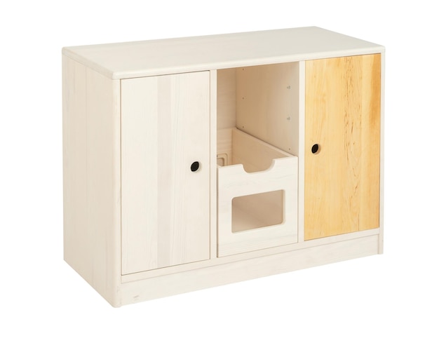 Moderne Kommode oder Schublade isoliert auf weißem Hintergrund. Holzmöbel für die Inneneinrichtung