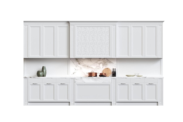 moderne Küche isoliert auf weißem Hintergrund Hausmöbel 3D-Illustration cg-Render