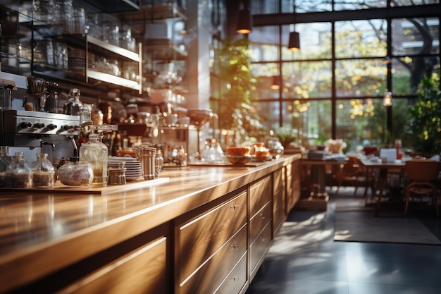 moderne Küchensituation mit verschwommenem Hintergrund professionelle Werbe-Food-Fotografie